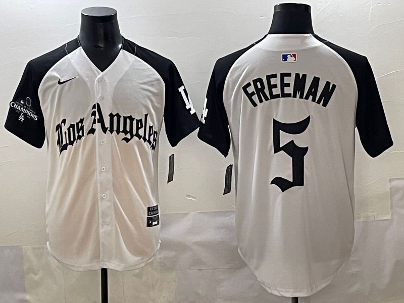 Men 2025 Los Angeles Dodgers #5 Freeman White black Five generations Joint Name Nike MLB Jersey style 5265->los angeles dodgers->MLB Jersey